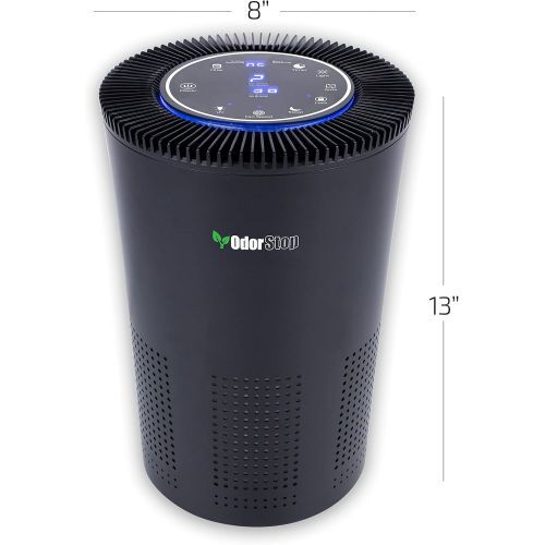  OdorStop OSAP5 HEPA Air Purifier for areas up to 1000 Sq Ft with H13 True HEPA Filter, Active Carbon, 5-Speed, Auto Mode, Sleep Mode, Child Lock, and Timer - Black