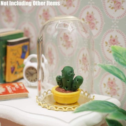  Odoria 1:12 Miniature Bell Jars Glass Display Dome with Base Dollhouse Kitchen Decoration Accessories