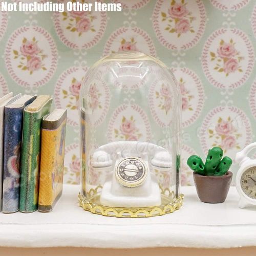  Odoria 1:12 Miniature Bell Jars Glass Display Dome with Base Dollhouse Kitchen Decoration Accessories