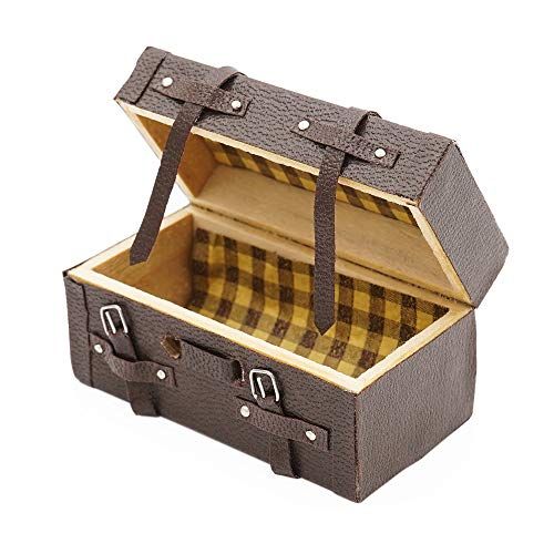  Odoria 1:12 Miniature Vintage Storage Trunk Suitcase Chest Luggage Box Dollhouse Furniture Decoration Accessories