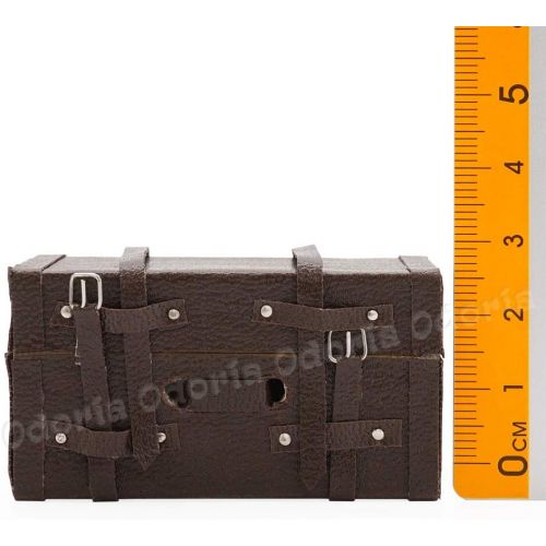  Odoria 1:12 Miniature Vintage Storage Trunk Suitcase Chest Luggage Box Dollhouse Furniture Decoration Accessories