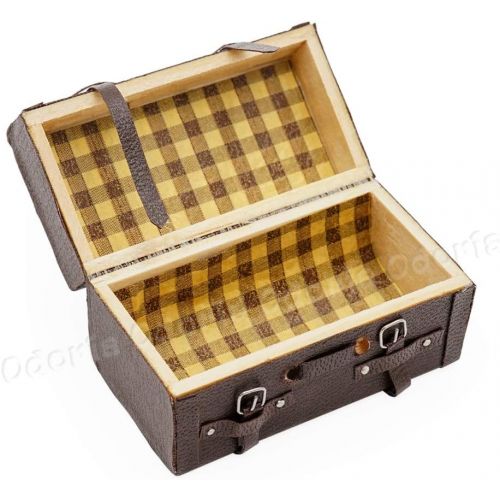  Odoria 1:12 Miniature Vintage Storage Trunk Suitcase Chest Luggage Box Dollhouse Furniture Decoration Accessories