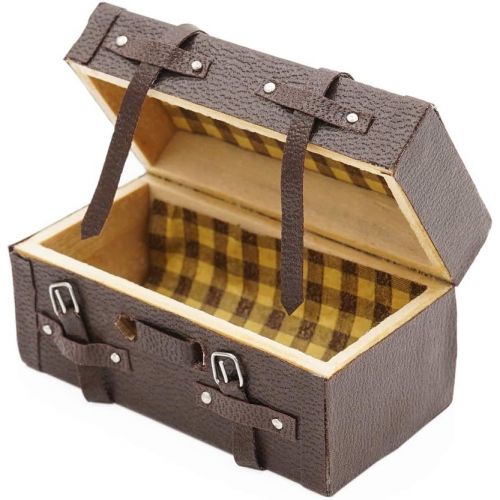  Odoria 1:12 Miniature Vintage Storage Trunk Suitcase Chest Luggage Box Dollhouse Furniture Decoration Accessories