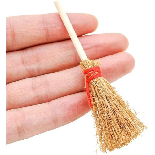  Odoria 1:12 Miniature Halloween Witch Broom for Crafts Dollhouse Decoration Accessories