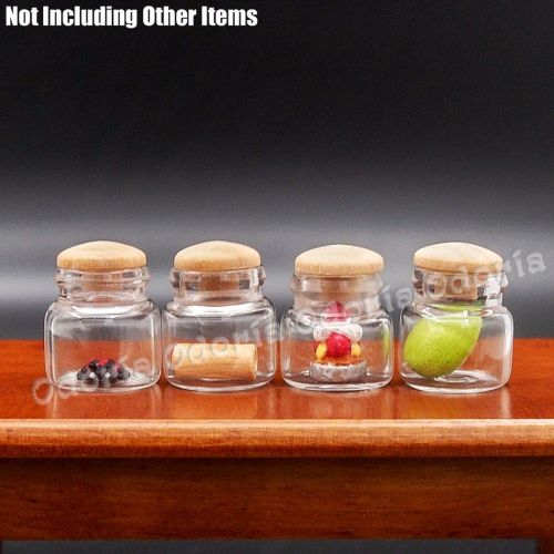  Odoria 1:12 Miniature Glass Food Jars 4Pcs Dollhouse Decoration Accessories