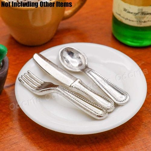  Odoria 1:12 Miniature 12Pcs Knife Fork Spoon Silverware Tableware Cutlery Dollhouse Kitchen Food Accessories