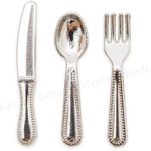  Odoria 1:12 Miniature 12Pcs Knife Fork Spoon Silverware Tableware Cutlery Dollhouse Kitchen Food Accessories
