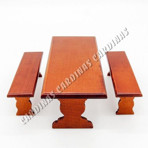  Odoria 1:12 Miniature Picnic Table Dollhouse Furniture Accessories, Brown