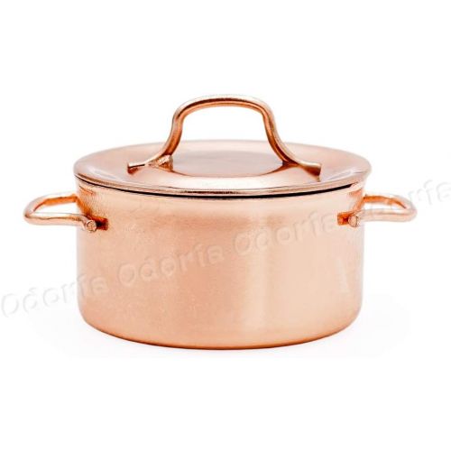  Odoria 1:12 Miniature Copper Cooking Pot Dollhouse Cookware Accessories