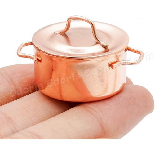  Odoria 1:12 Miniature Copper Cooking Pot Dollhouse Cookware Accessories