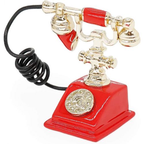  Odoria 1:12 Miniature Victorian Telephone Rotary Bedding Dollhouse Decoration Accessories, Red