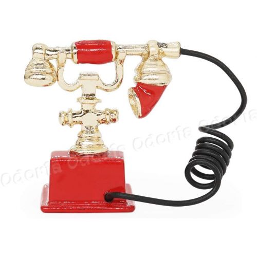  Odoria 1:12 Miniature Victorian Telephone Rotary Bedding Dollhouse Decoration Accessories, Red