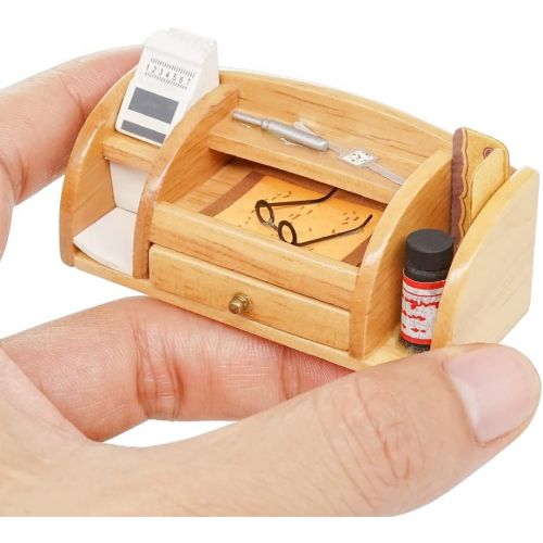  Odoria 1:6 Miniature Office Supplies Desk Furniture Dollhouse Decoration Accessories, Burlywood