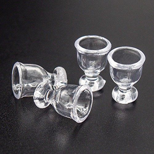  Odoria 1:12 Miniature Empty Wine Glasses 4Pcs Dollhouse Glassware Accessories, A