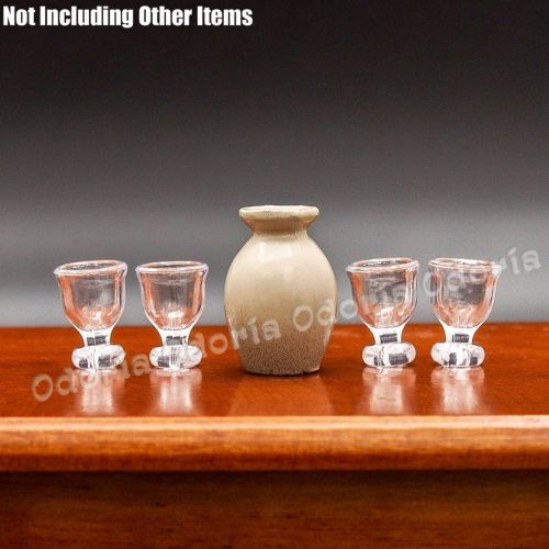  Odoria 1:12 Miniature Empty Wine Glasses 4Pcs Dollhouse Glassware Accessories, A