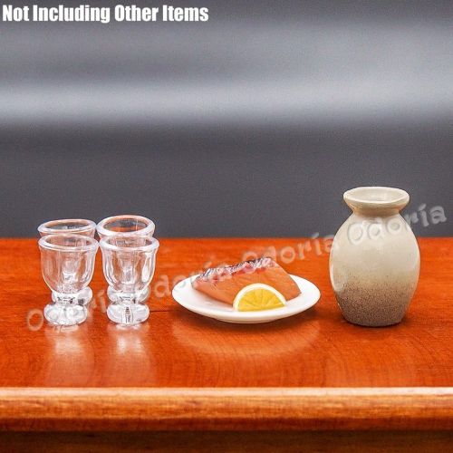  Odoria 1:12 Miniature Empty Wine Glasses 4Pcs Dollhouse Glassware Accessories, A