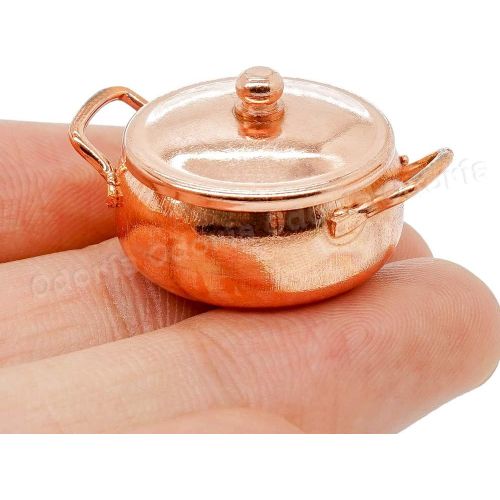  Odoria 1:12 Miniature Cooking Copper Pot Dollhouse Cookware Accessories