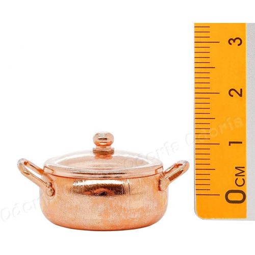  Odoria 1:12 Miniature Cooking Copper Pot Dollhouse Cookware Accessories