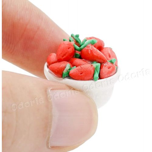  Odoria 1:12 Miniature Strawberry Fruit Dish Bowl Dollhouse Kitchen Food Tableware Accessories