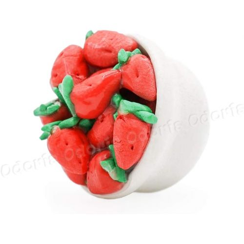  Odoria 1:12 Miniature Strawberry Fruit Dish Bowl Dollhouse Kitchen Food Tableware Accessories