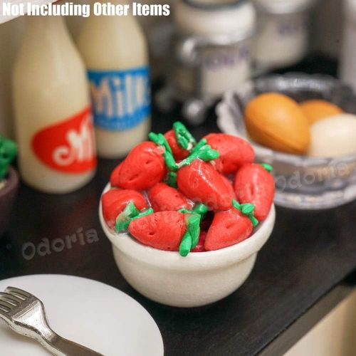  Odoria 1:12 Miniature Strawberry Fruit Dish Bowl Dollhouse Kitchen Food Tableware Accessories