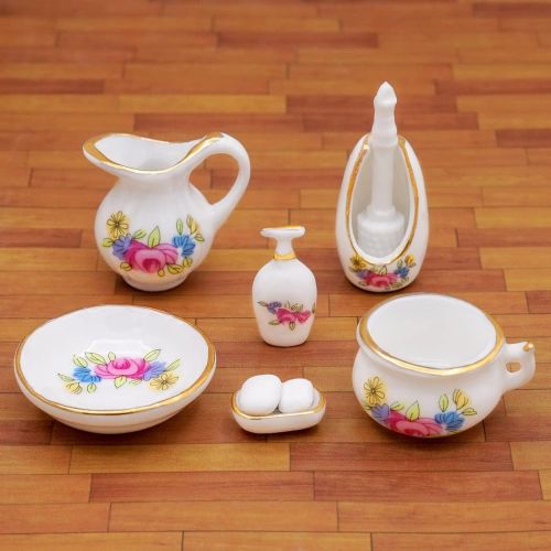  Odoria 1:12 Miniature Bath Toilet Cleaning Supplies Tools Set Dollhouse Bathroom Furniture Accessories