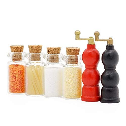  Odoria 1:12 Miniature Glass Food Jars and Grinder Dollhouse Decoration Accessories