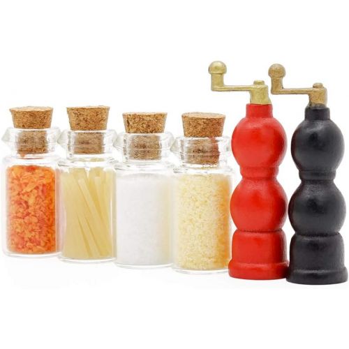  Odoria 1:12 Miniature Glass Food Jars and Grinder Dollhouse Decoration Accessories