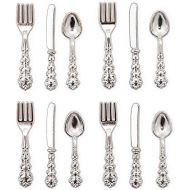 Odoria 1:12 Miniature Knife Fork Spoon 12Pcs Silverware Tableware Cutlery Dollhouse Kitchen Food Accessories