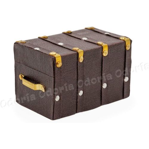  Odoria 1:12 Miniature Vintage Storage Trunk Suitcase Luggage Chest Dollhouse Furniture Decoration Accessories