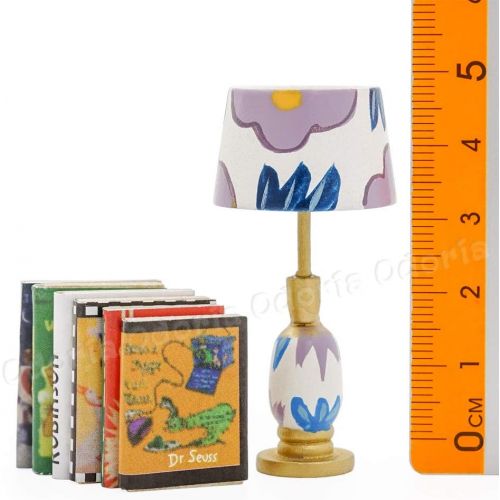  Odoria 1:12 Miniature Books Table Lamp Light School Supplies Dollhouse Decoration Accessories