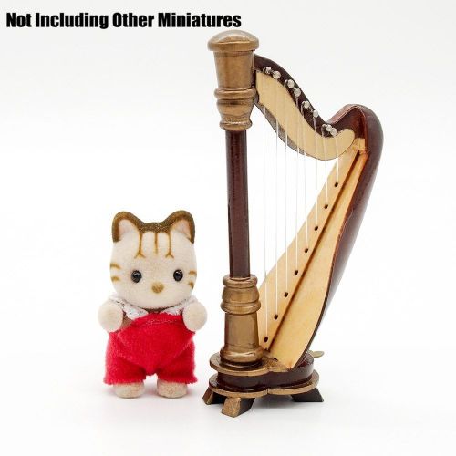 Odoria 1:12 Miniature Harp Mini Musical Instrument Dollhouse Furniture Model Decoration