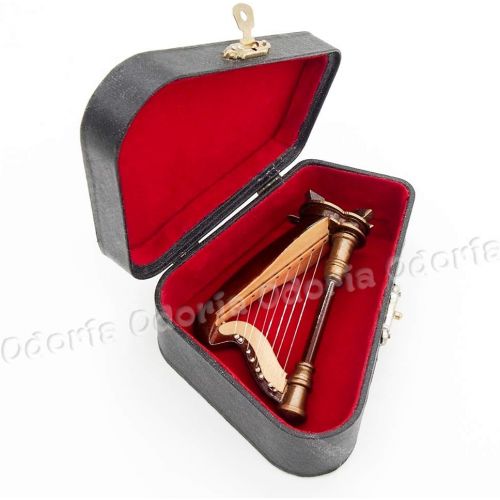  Odoria 1:12 Miniature Harp Mini Musical Instrument Dollhouse Furniture Model Decoration