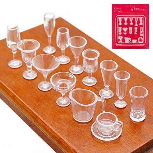  Odoria 1:12 Miniature Cocktail Martini Drinking Glasses 14Pcs Dollhouse Glassware Accessories