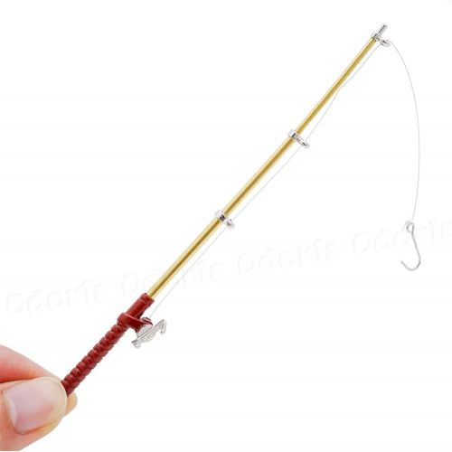  Odoria 1:12 Miniature Fishing Pole 2Pcs Fairy Garden Fishing Nets Dollhouse Furniture Accessories