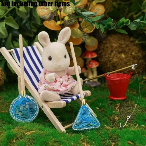  Odoria 1:12 Miniature Fishing Pole 2Pcs Fairy Garden Fishing Nets Dollhouse Furniture Accessories