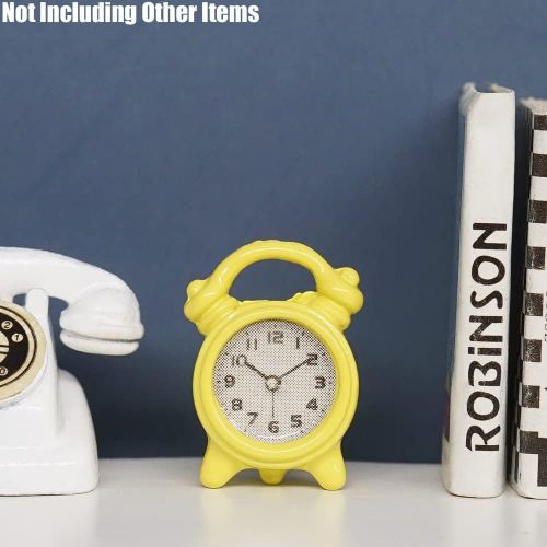  Odoria 1:12 Miniature Alarm Clock Dollhouse Decoration Accessories, Yellow