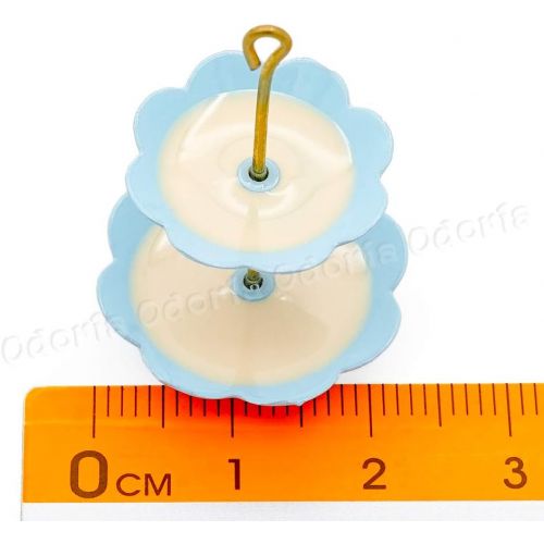  Odoria 1:12 Miniature 2-Tier Dessert Cake Stand Dollhouse Decoration Accessories, Blue