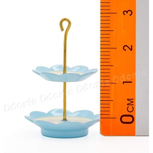  Odoria 1:12 Miniature 2-Tier Dessert Cake Stand Dollhouse Decoration Accessories, Blue