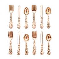 Odoria 1:12 Miniature Spoon Fork Knife 12Pcs Silverware Tableware Cutlery Dollhouse Kitchen Food Accessories