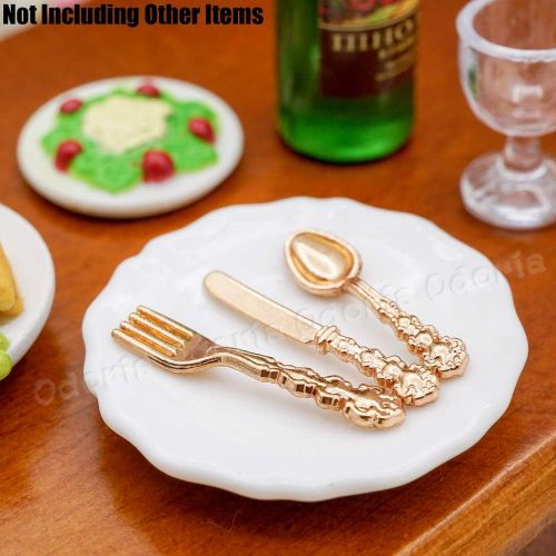  Odoria 1:12 Miniature Spoon Fork Knife 12Pcs Silverware Tableware Cutlery Dollhouse Kitchen Food Accessories