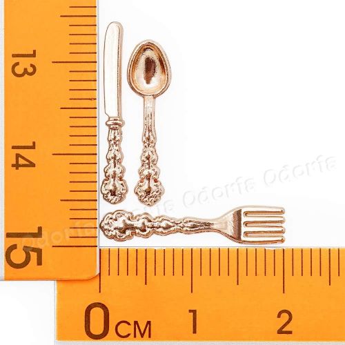  Odoria 1:12 Miniature Spoon Fork Knife 12Pcs Silverware Tableware Cutlery Dollhouse Kitchen Food Accessories