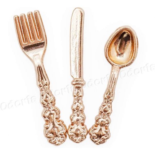  Odoria 1:12 Miniature Spoon Fork Knife 12Pcs Silverware Tableware Cutlery Dollhouse Kitchen Food Accessories