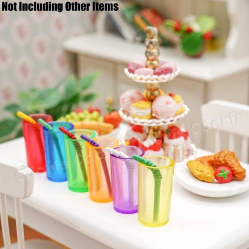  Odoria 1:12 Miniature Glasses and Straws 12Pcs Dollhouse Glassware Accessories