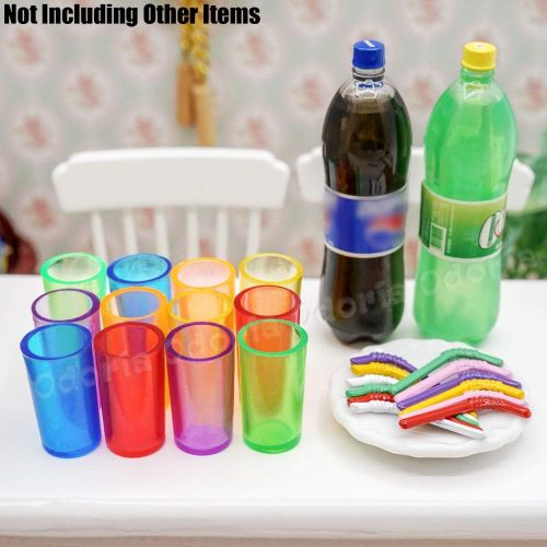  Odoria 1:12 Miniature Glasses and Straws 12Pcs Dollhouse Glassware Accessories