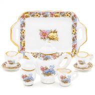 Odoria 1:12 Miniature 8Pcs Porcelain Tea Cup Sets Teapot Set Dollhouse Decoration Accessories