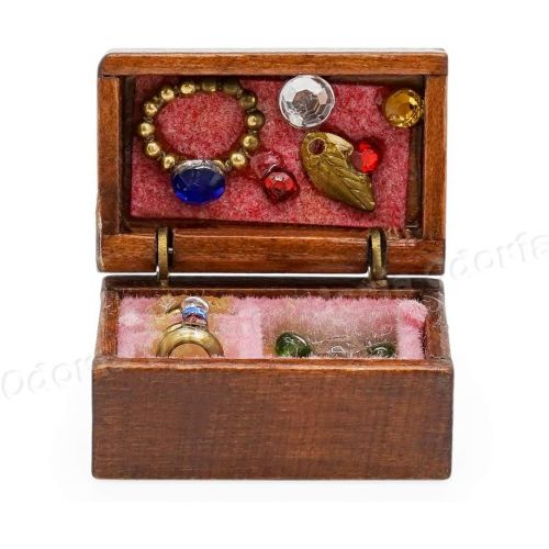  Odoria 1:12 Miniature Jewelry Storage Box Treasure Chest Dollhouse Furniture Decoration Accessories