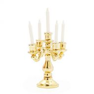 Odoria 1:12 Miniature Candle Holder Candlestick Dollhouse Vintage Furniture Accessories, Gold