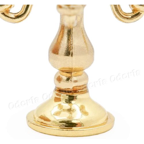  Odoria 1:12 Miniature Candle Holder Candlestick Dollhouse Vintage Furniture Accessories, Gold