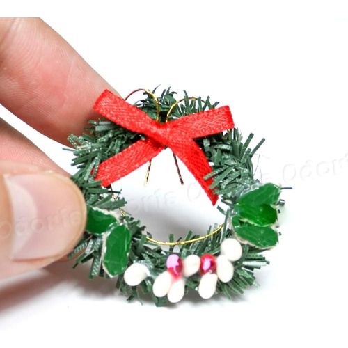  Odoria 1:12 Miniature Christmas Wreath Garland Dollhouse Decoration Accessories